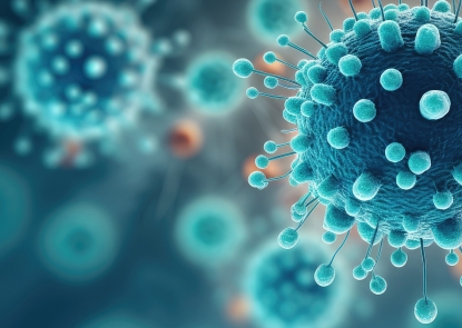Close-up of virus cells or bacteria on light background By pvl0707